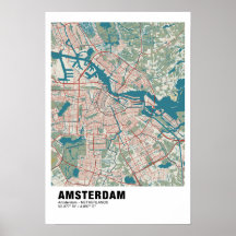 Amsterdam Map Poster - Vintage Map Style 