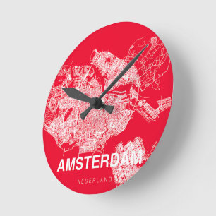 Amsterdam map round clock