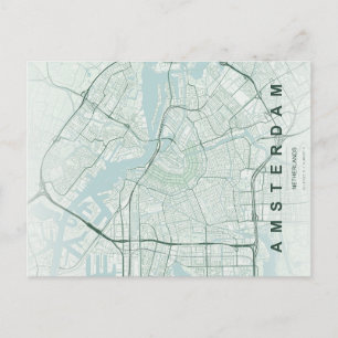 Amsterdam Netherland Map Minimal Postcard
