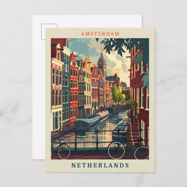 Amsterdam Netherlands Art Eegant Vintage Travel Postcard (Front/Back)