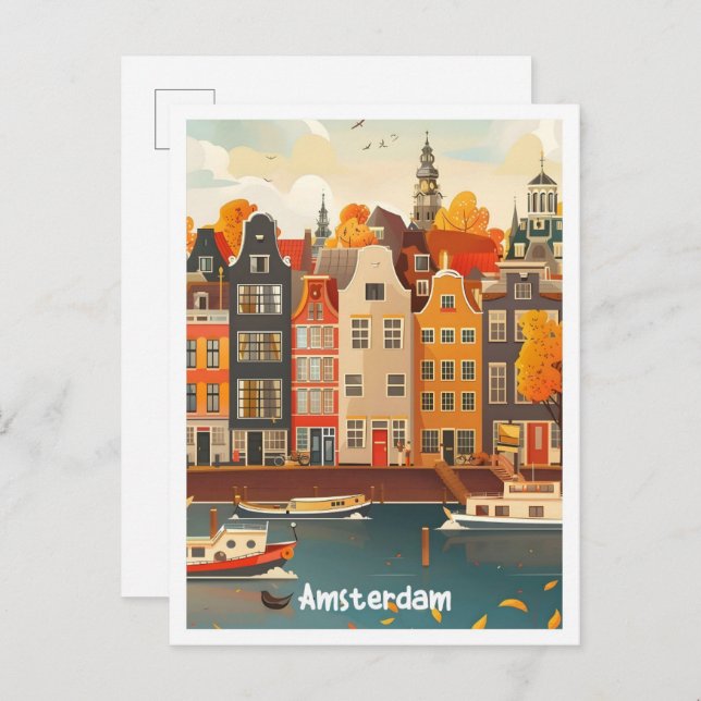Amsterdam Netherlands Art Vintage Travel Postcard (Front/Back)