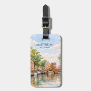 Amsterdam Netherlands Canal Colourful City Trave Luggage Tag
