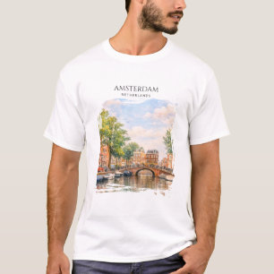 Amsterdam Netherlands Canal Colourful City   Trave T-Shirt