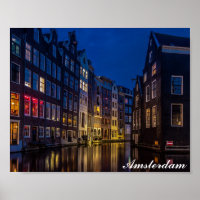 Amsterdam Netherlands Canal Homes Night Lights