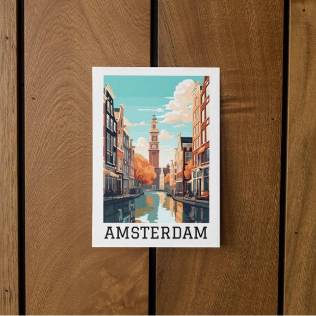 Amsterdam Netherlands Canal Travel Postcard (amsterdam netherlands postcards)