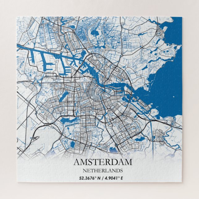 Amsterdam Netherlands City Map Travel Simple Jigsaw Puzzle (Vertical)
