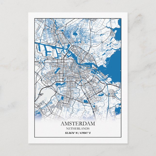 Amsterdam Netherlands City Map Travel Simple Postcard (Front)