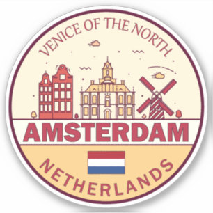 Amsterdam Netherlands City Skyline Emblem