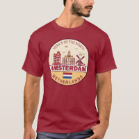 Amsterdam Netherlands City Skyline Emblem