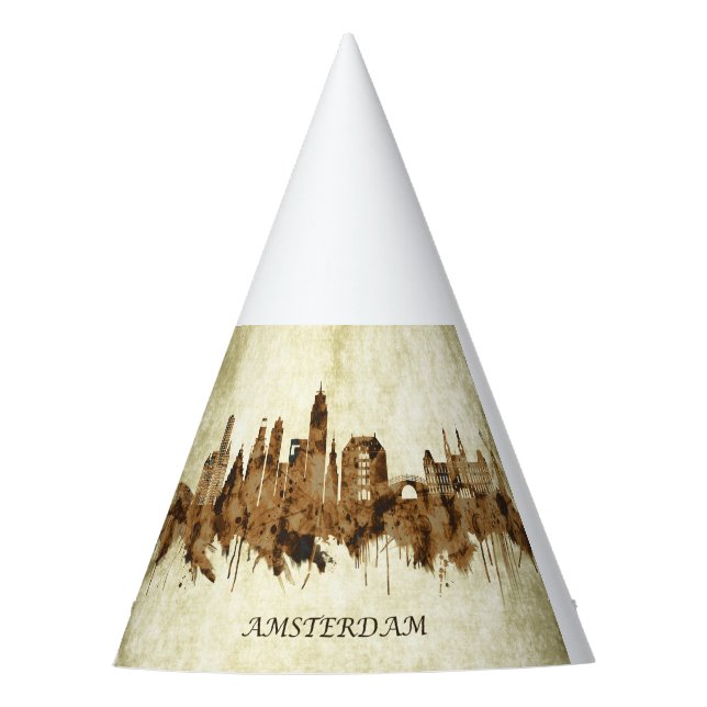 Amsterdam Netherlands Cityscape Party Hat (Front)