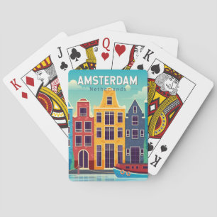 Amsterdam Netherlands Colourful Houses Travel Retr Playing Cards