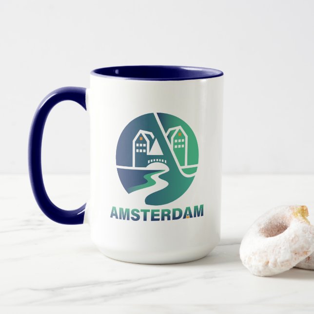 Amsterdam Netherlands Europe Mug (With Donut)