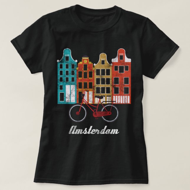 Amsterdam Netherlands Heritage Europe Travel Bike  T-Shirt (Design Front)