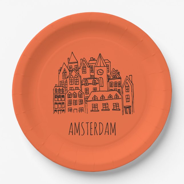 Amsterdam Netherlands Holland City Souvenir Paper Plate (Front)