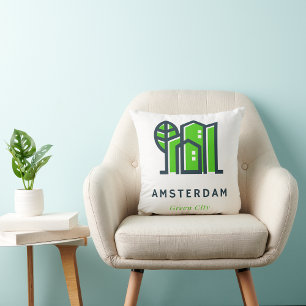 Amsterdam Netherlands Holland Dutch Green City Cushion