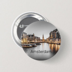 Amsterdam Netherlands Holland Dutch Souvenir Lugga 6 Cm Round Badge