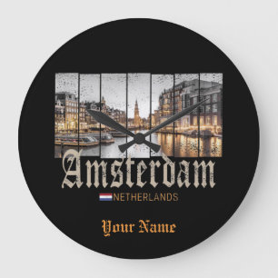 Amsterdam Netherlands Holland vintage souvenir Large Clock