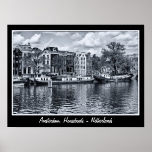 Amsterdam - Netherlands, Houseboats (Poster) Poster