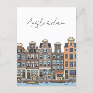 Amsterdam Netherlands Illustration Postcard