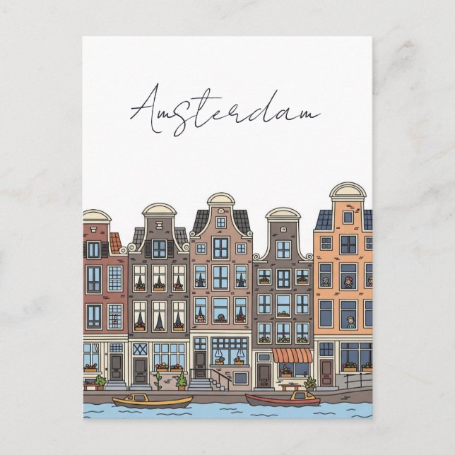 Amsterdam Netherlands Illustration Postcard (Front)