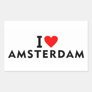 Amsterdam Netherlands love city heart like travel Rectangular Sticker