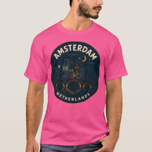 Amsterdam Netherlands Moody Canal Night Trave T-Shirt