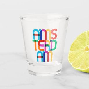 Amsterdam Netherlands Pop Art Letters Shot Glass