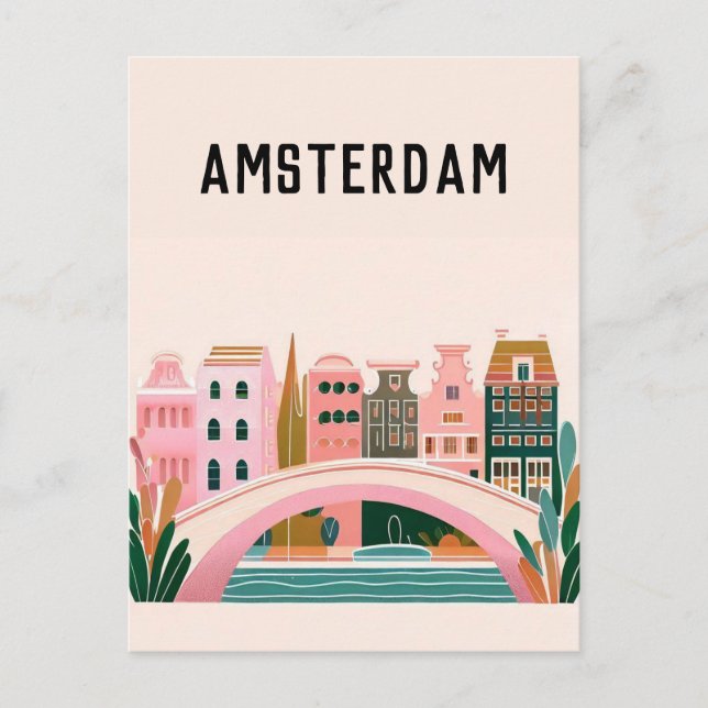 Amsterdam netherlands postcard (Front)