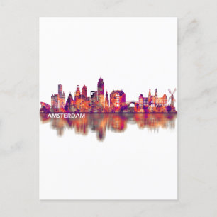 Amsterdam Netherlands Skyline Invitation Postcard