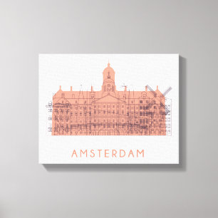 Amsterdam, Netherlands Skyline of Landmarks Canvas Print