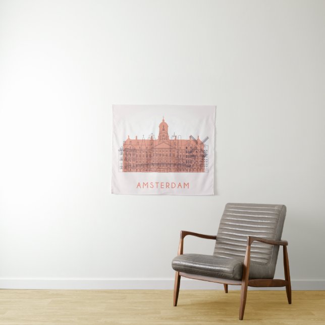 Amsterdam, Netherlands | Skyline of Landmarks Tapestry (In Situ (Horizontal))