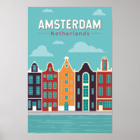 Amsterdam Netherlands Travel Art Vintage