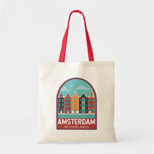 Amsterdam Netherlands Travel Art Vintage Tote Bag
