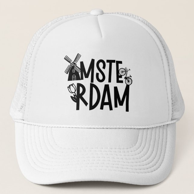 Amsterdam Netherlands Travel  Trucker Hat (Front)