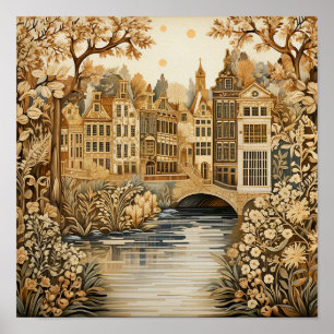 Amsterdam Netherlands Vintage Style  Poster