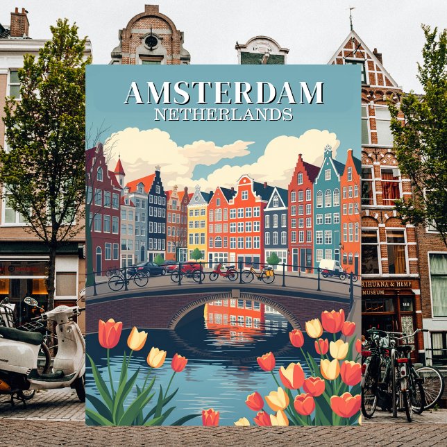 Amsterdam Netherlands Vintage Travel Bicycles Postcard (Amsterdam Netherlands Vintage Travel Bicycles Postcard)