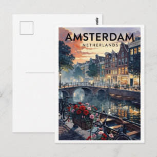 Amsterdam Netherlands Vintage Travel Postcard