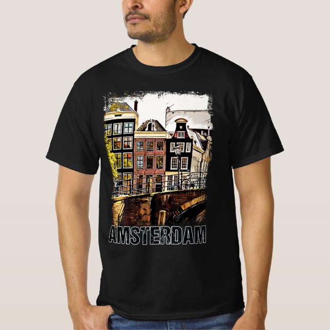 Amsterdam Netherlands Vintage Travel Poster Retro T-Shirt (Front)