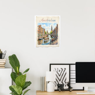 Amsterdam Netherlands watercolor Poster
