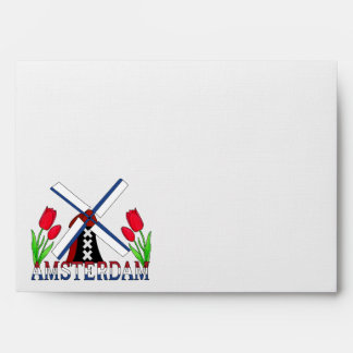 Amsterdam Netherlands Windmill and Tulips Envelope
