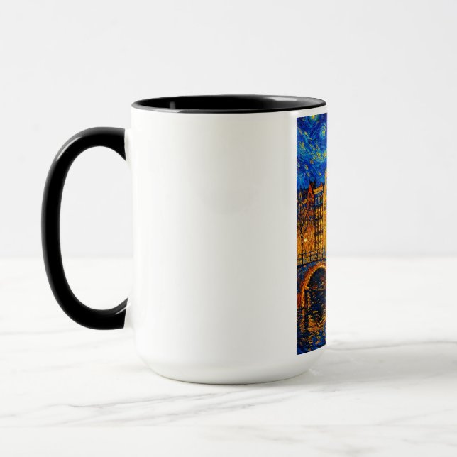 Amsterdam Night Mug – Van Gogh Inspired Canal Ligh (Left)