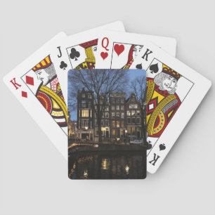 Amsterdam Night on the Canal in Holland Playing Cards