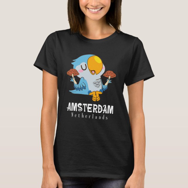 Amsterdam Parakeet Mushroom Holland The Netherland T-Shirt (Front)