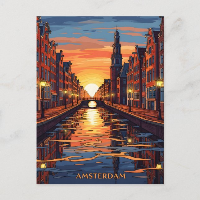 Amsterdam Postcard Holland Vintage Travel (Front)