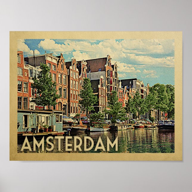 Amsterdam Poster Vintage Travel Print Netherlands (Front)