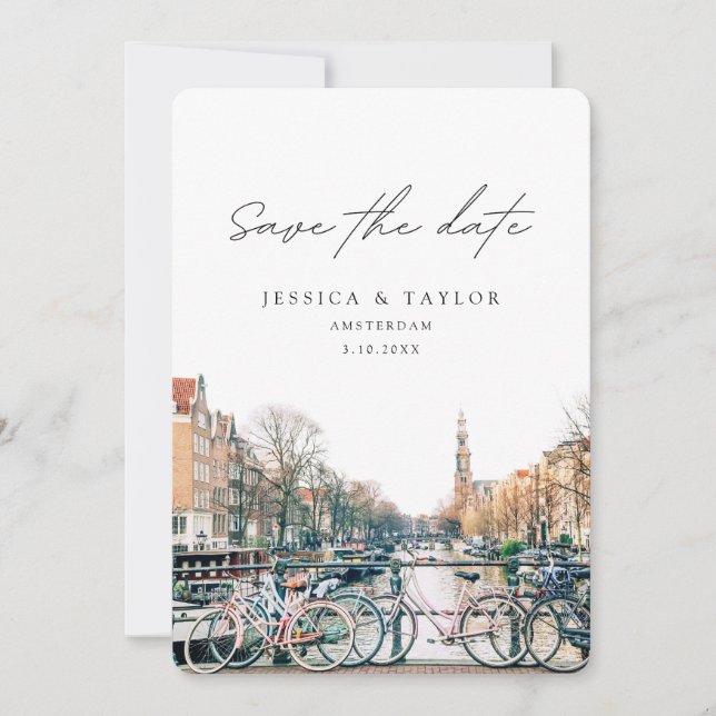 Amsterdam Save the Date Wedding Invitation (Front)