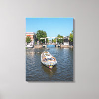 Amsterdam sightseeing boat view canvas print
