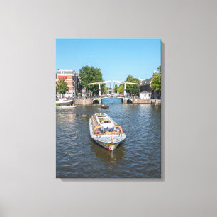 Amsterdam sightseeing boat view canvas print