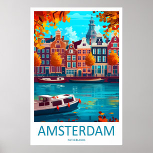 Amsterdam Ski Travel National Park Poster Vintage