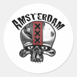 Amsterdam Skull 2 Chrome Classic Round Sticker